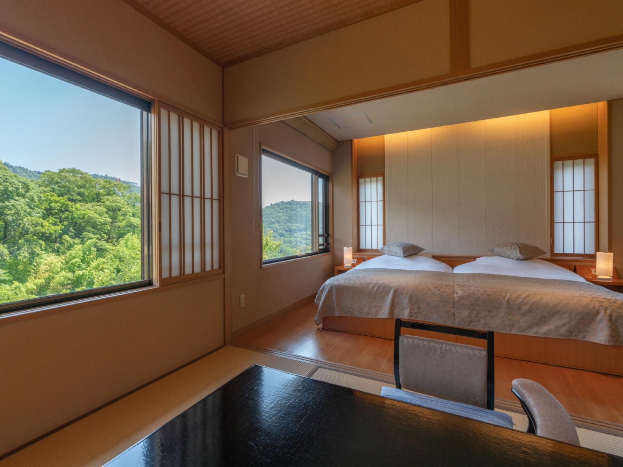 2nd Floor Corner Japanese-Western Style Room with Semi Open-Air Bath