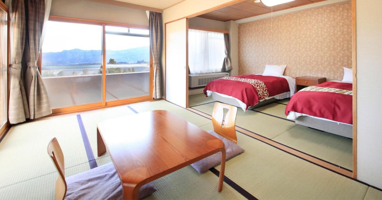 Japanese-Western Style Room K with 2 Beds, 8.5 Tatami and Bathroom - Non-Smoking