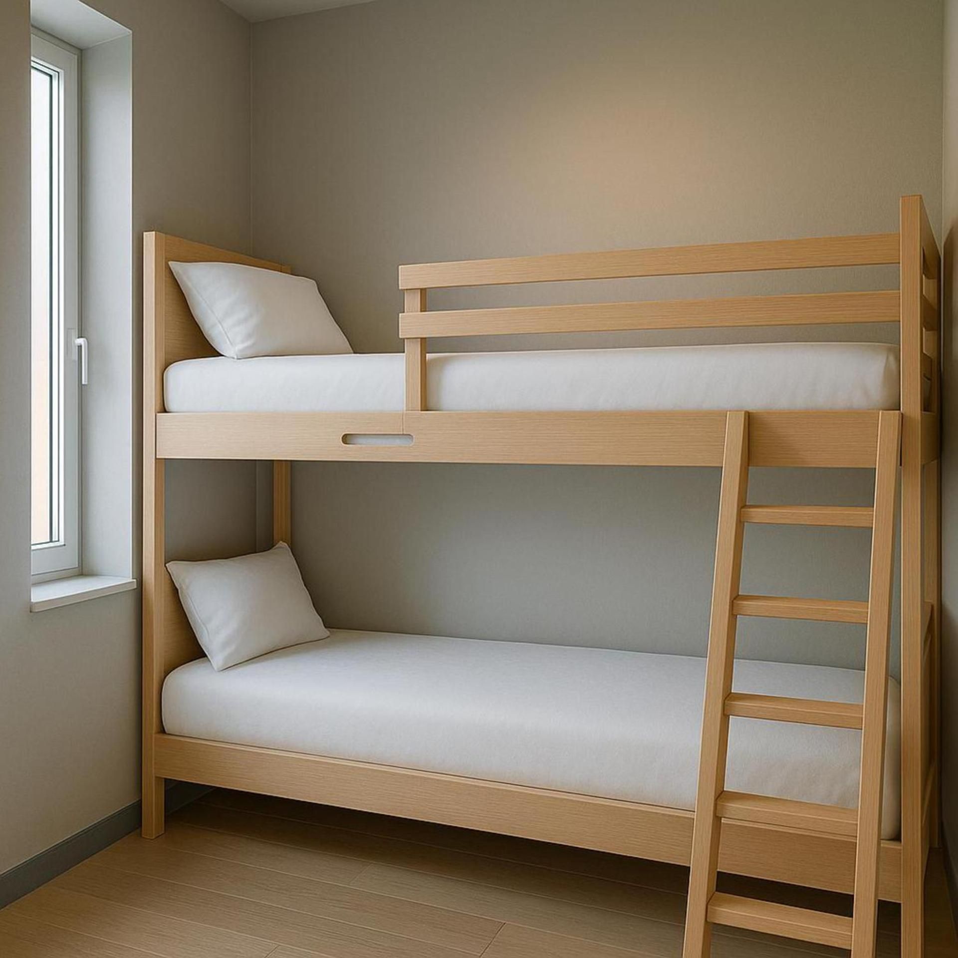 Tribu room with 1 double bed, 2 bunk beds