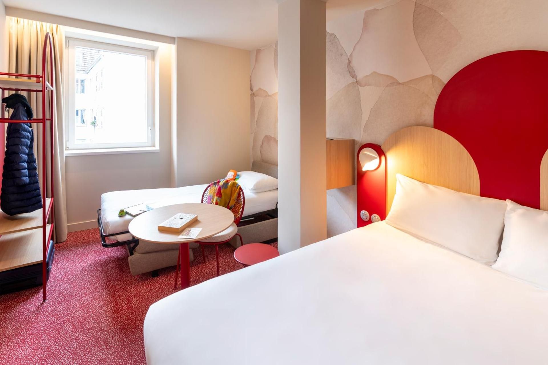 Comfort room with 1 queen-size bed and 1 convertible chair