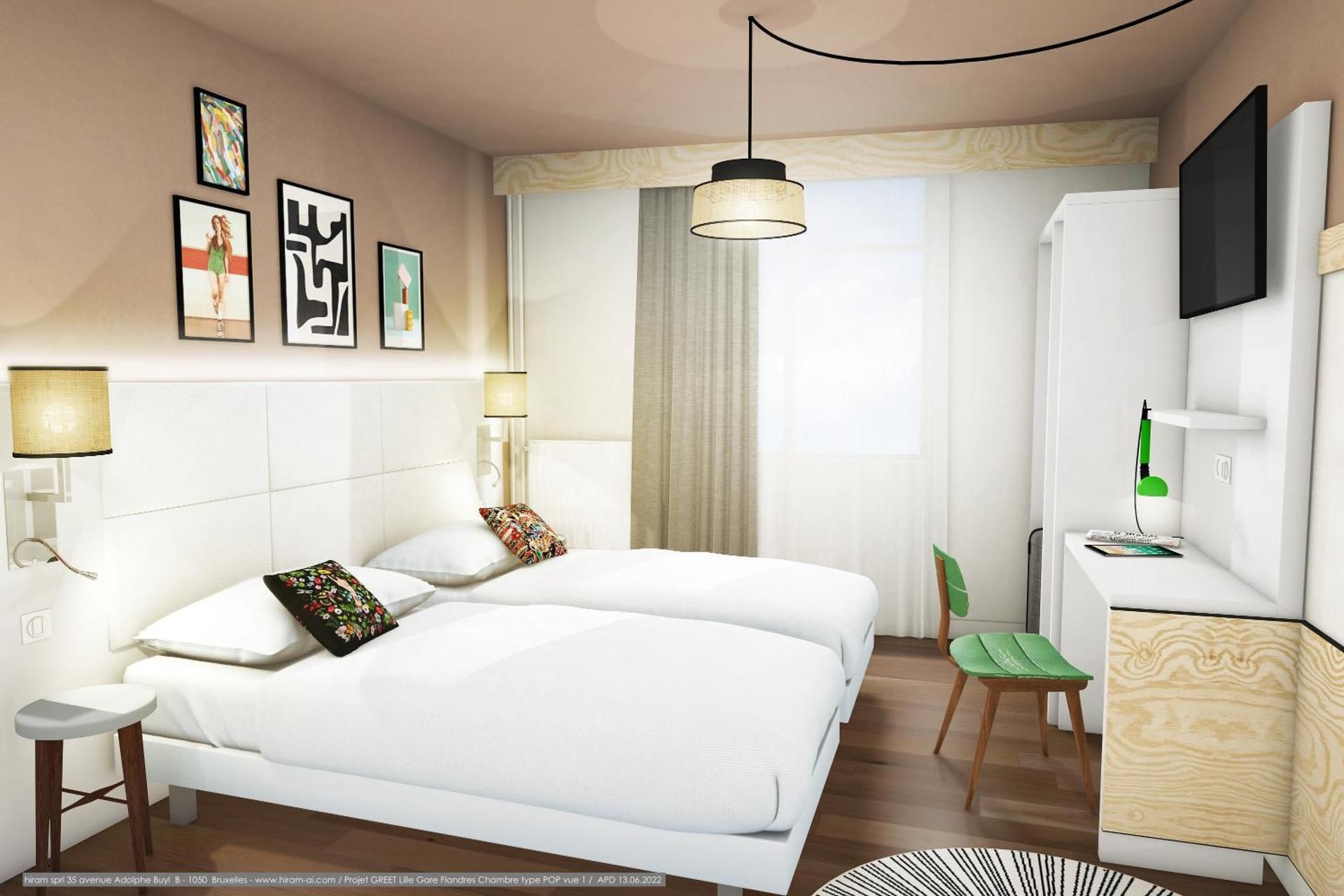 Pop Room with Two Single Beds (or King Bed)