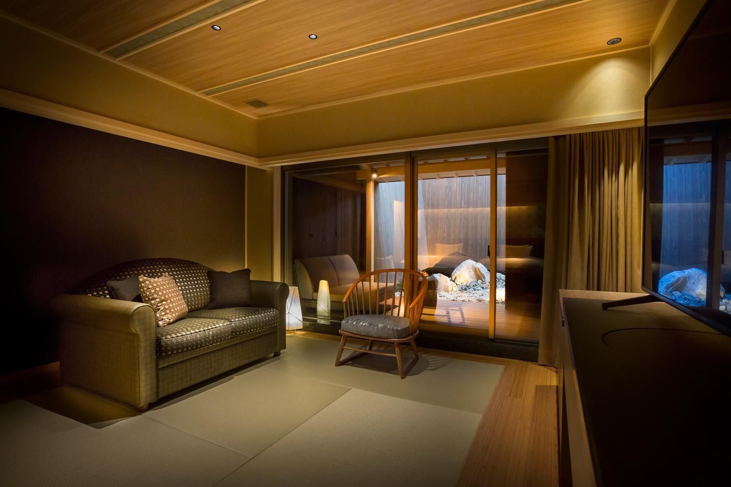 Twin Room with open-air bath & terrace TYPE A - Non-Smoking (Lower ground floor)