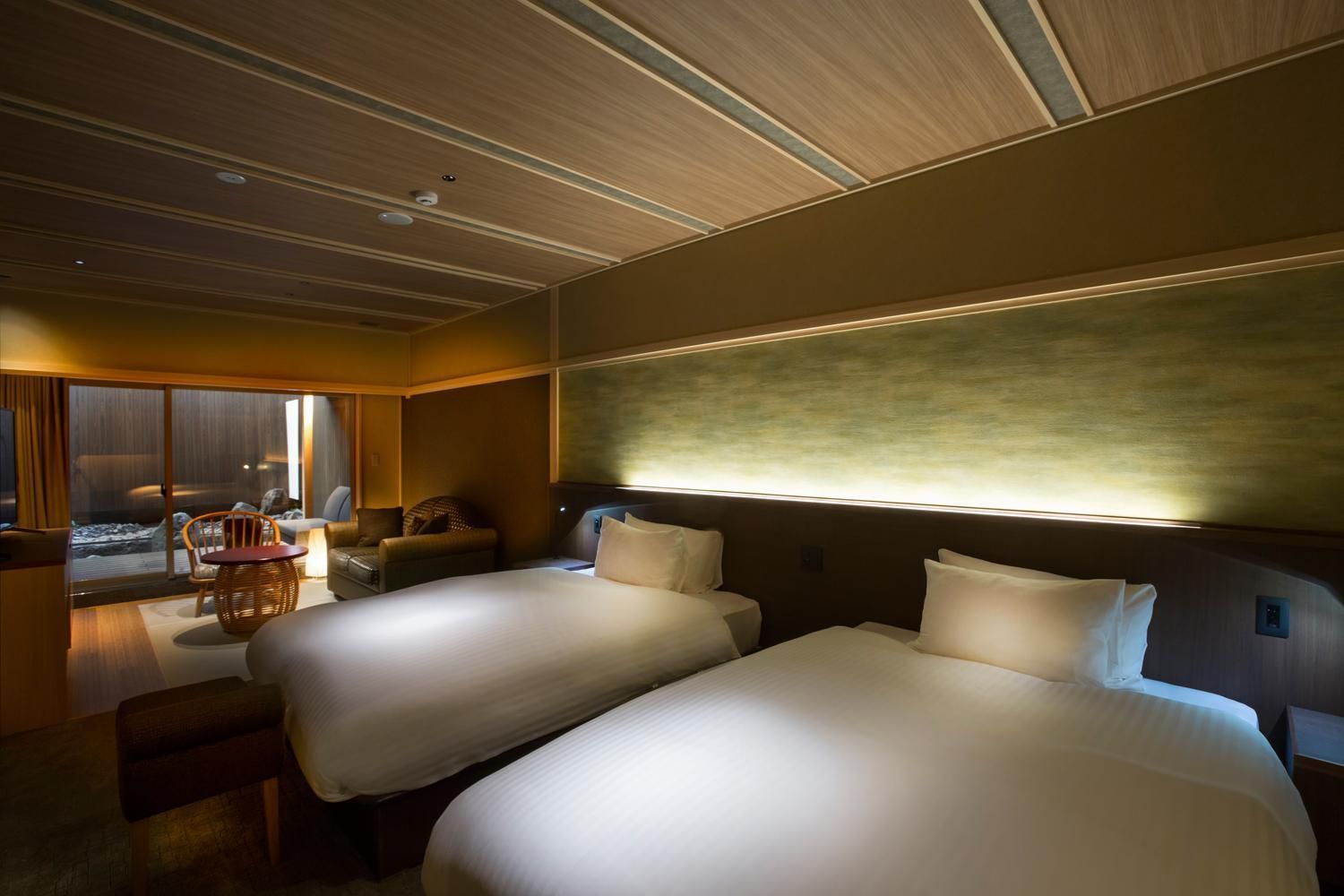 Twin Room with open-air bath & terrace TYPE B - Non-Smoking (Lower ground floor)