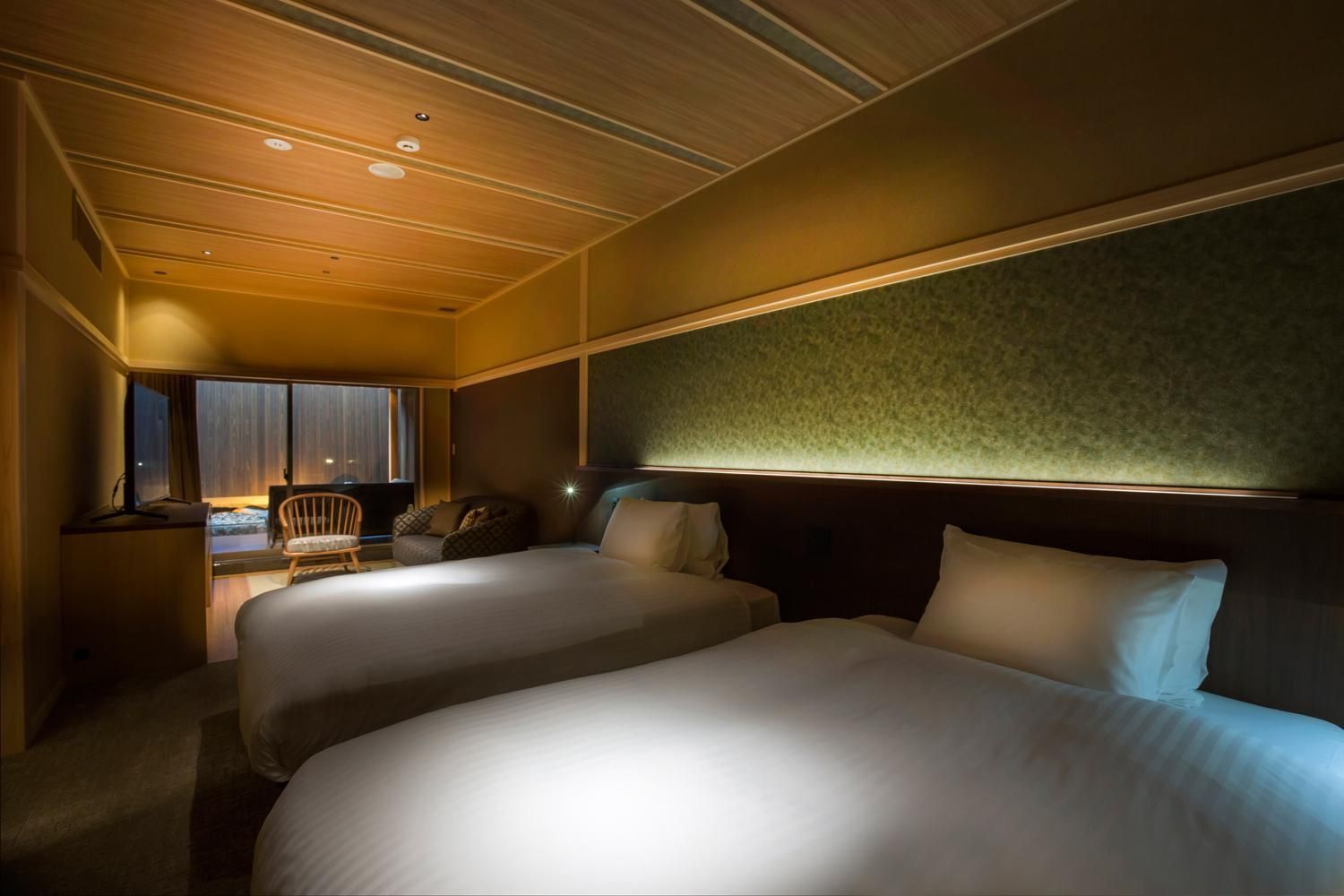 Twin Room with open-air bath & terrace TYPE C - Non-Smoking (Lower ground floor)
