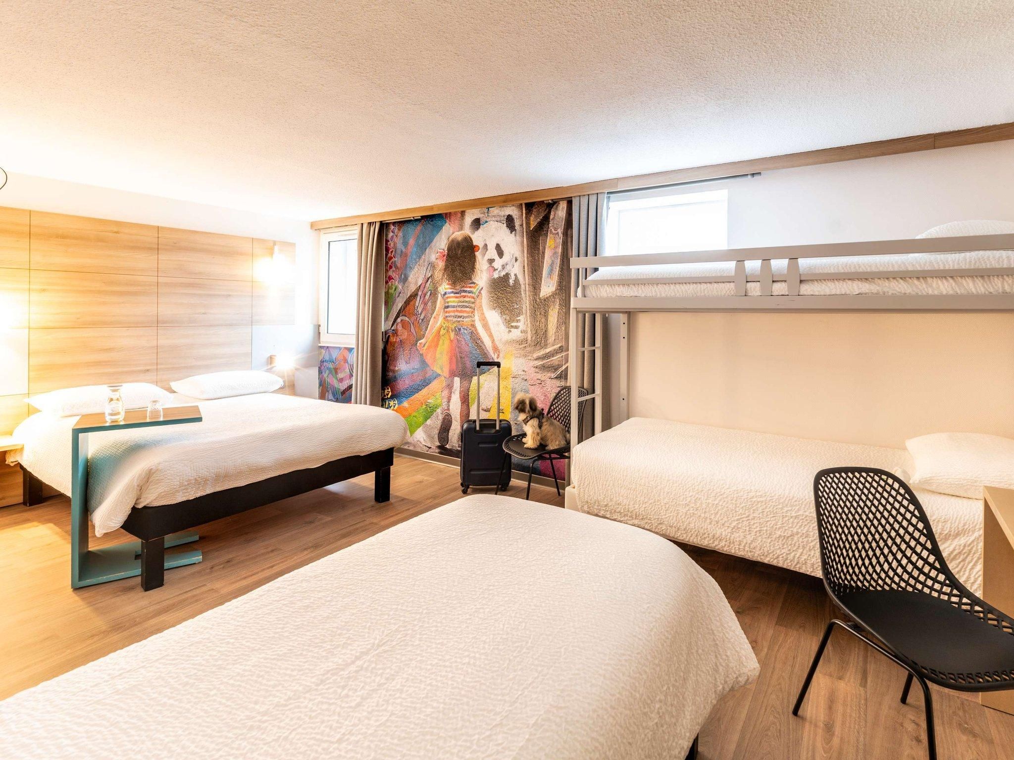 Family Room with a double bed and 3 single beds