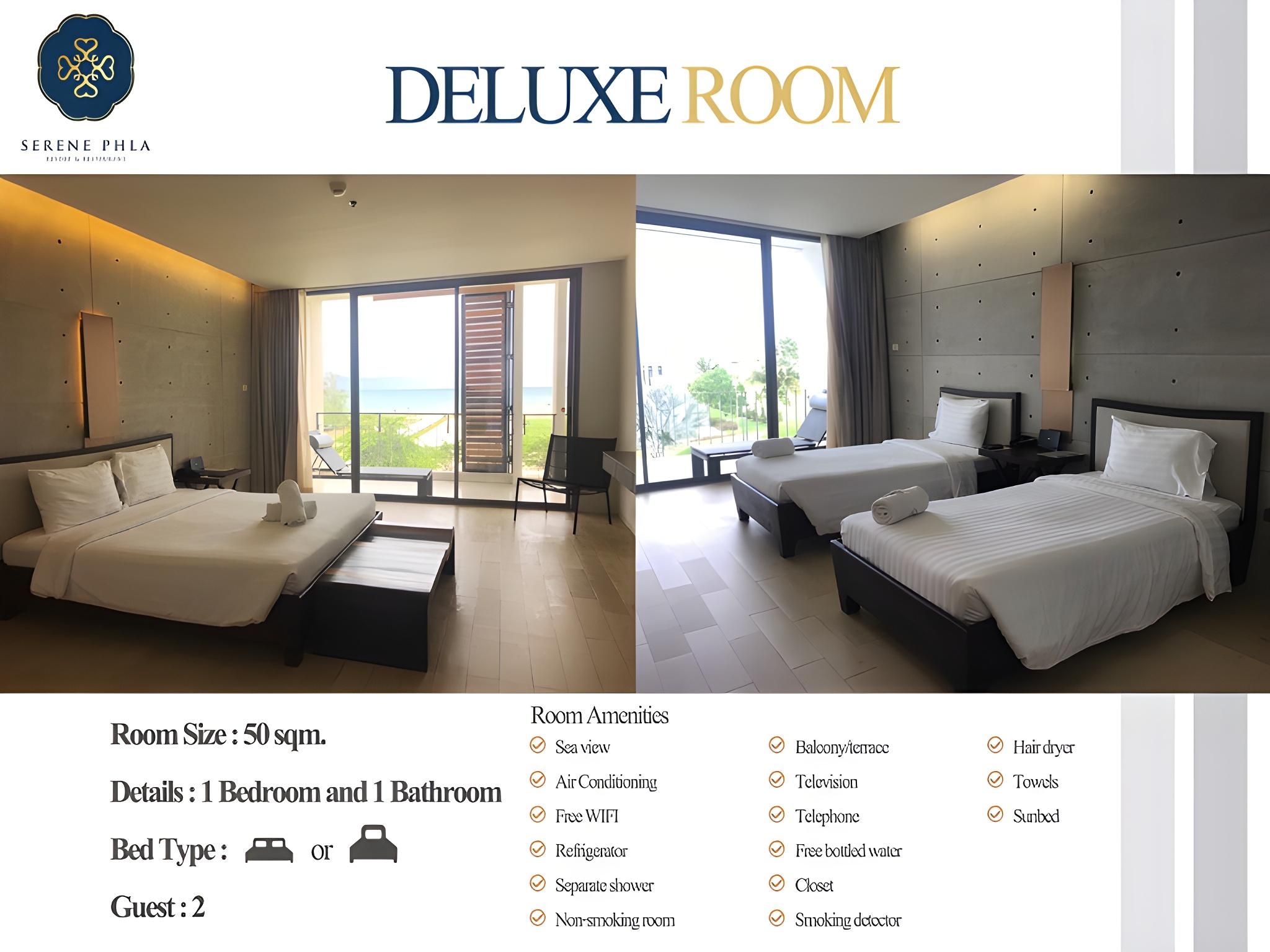 Serene Phla Resort and Restaurant Deluxe Room Sea View Double Bed. 2