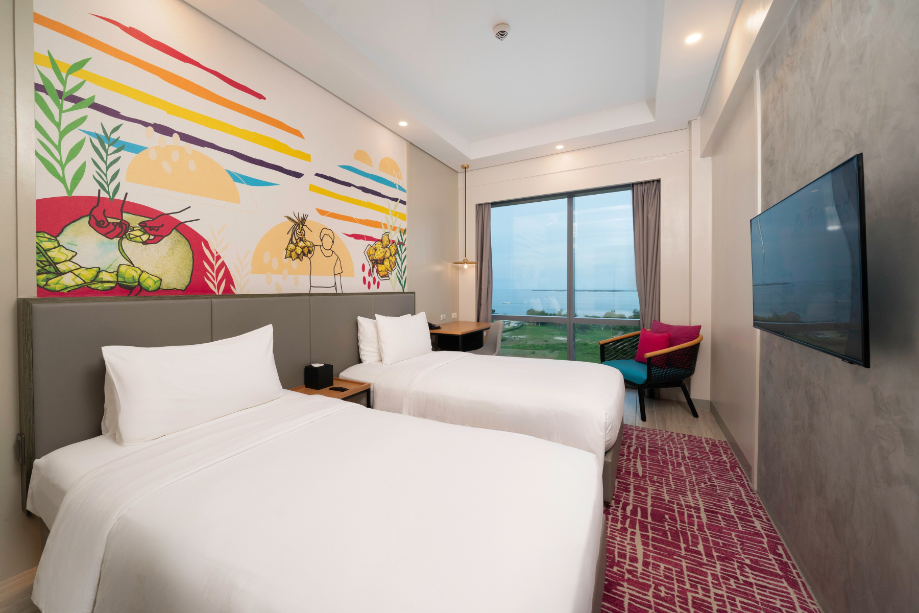 Twin Beds with Seaview