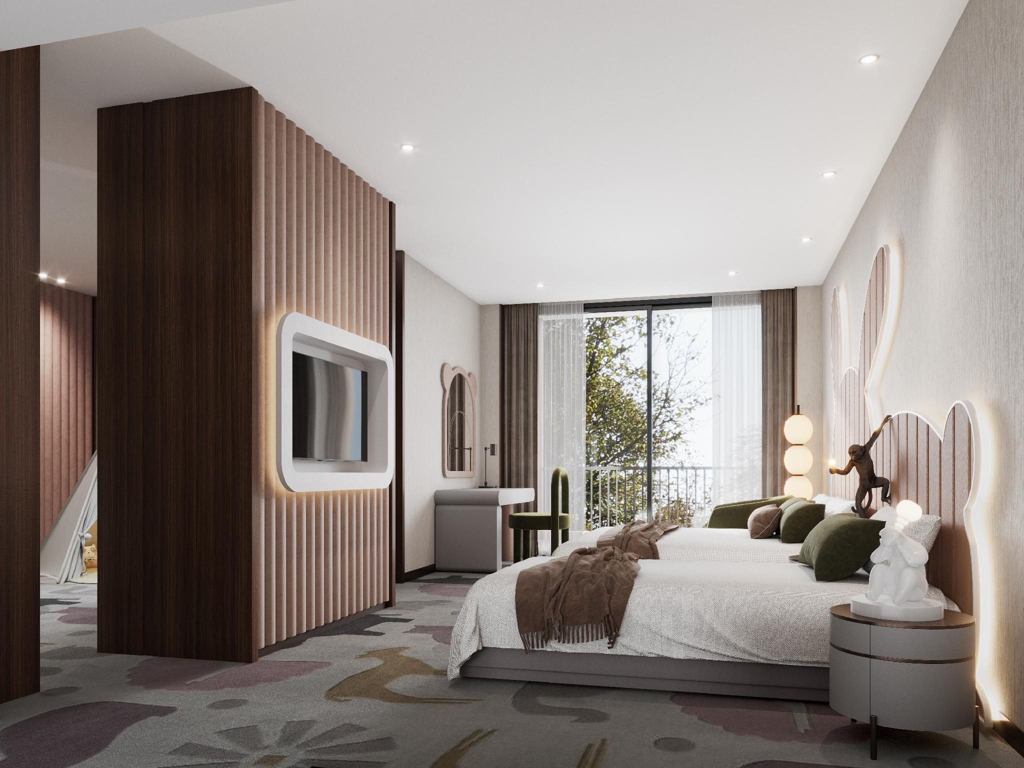 Deluxe Mountain Suite, Family room, 2 Twin, Mountain view