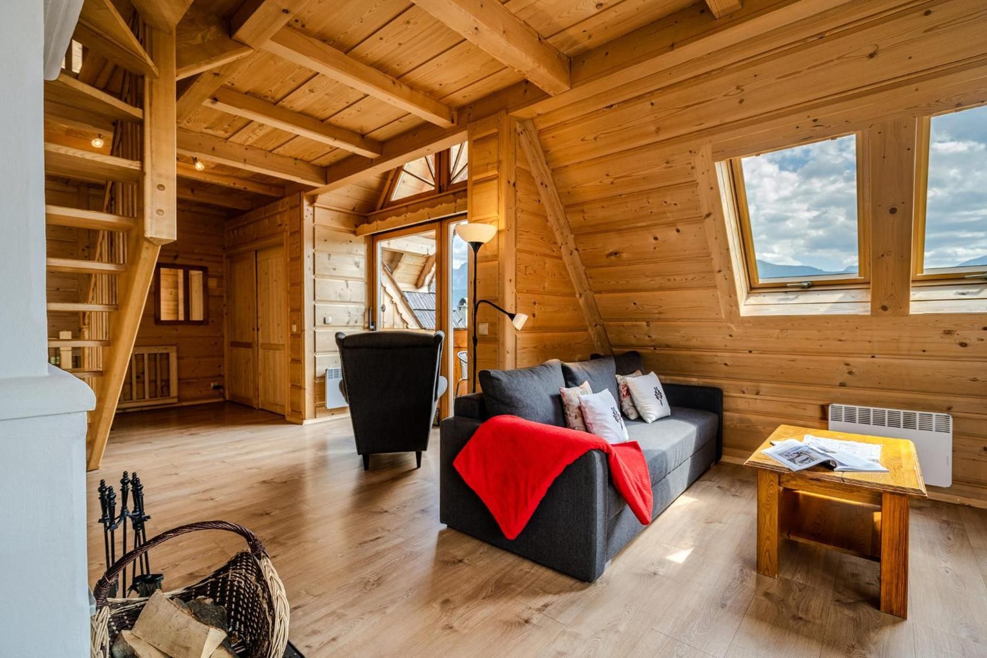Panoramic Two-Bedroom Apartment with Balcony, Fireplace and Mountain view