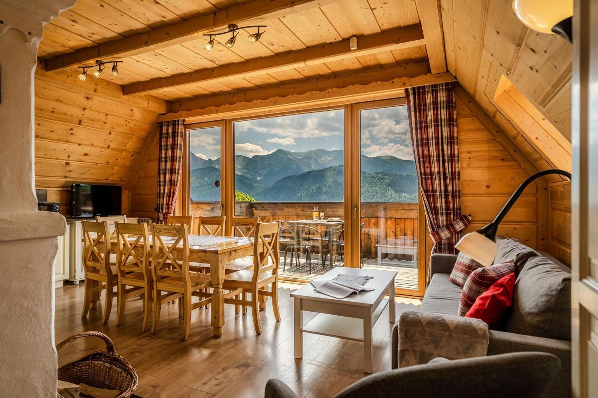 Panoramic Three-Bedroom Apartment with Balcony, Fireplace and Mountain view