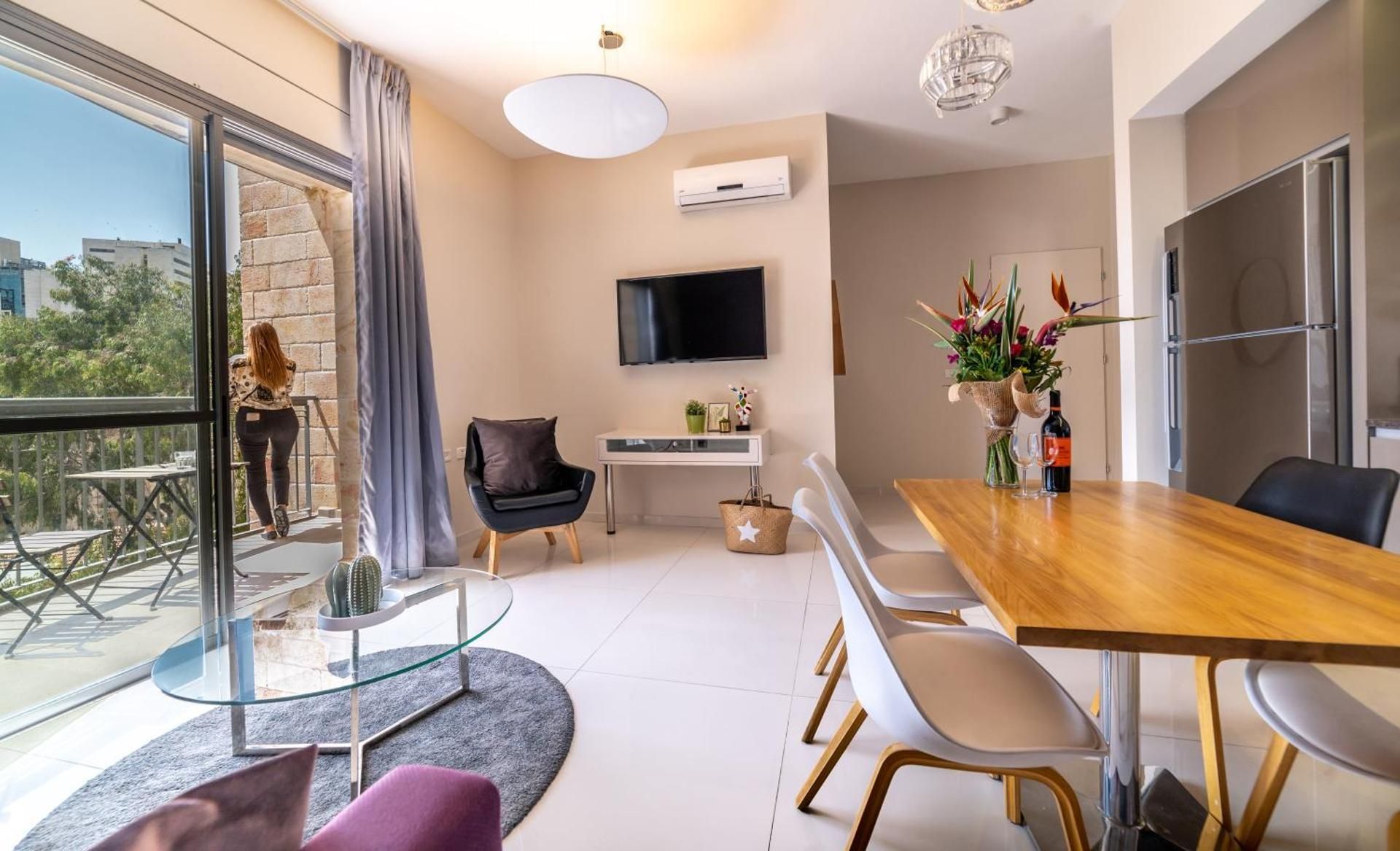 Designer One-Bedroom Apartment with Balcony