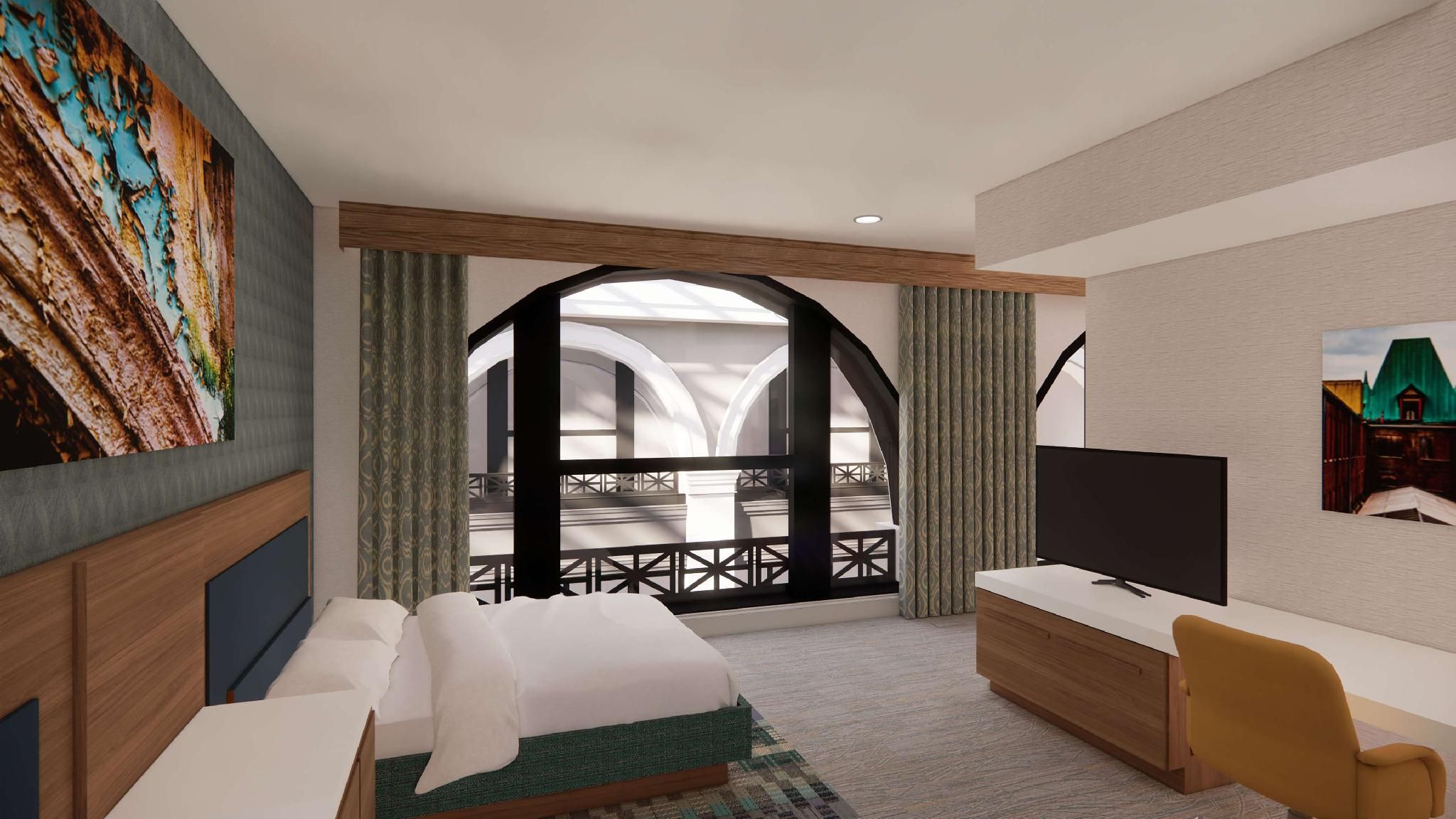 1 King Bed Arcade View
