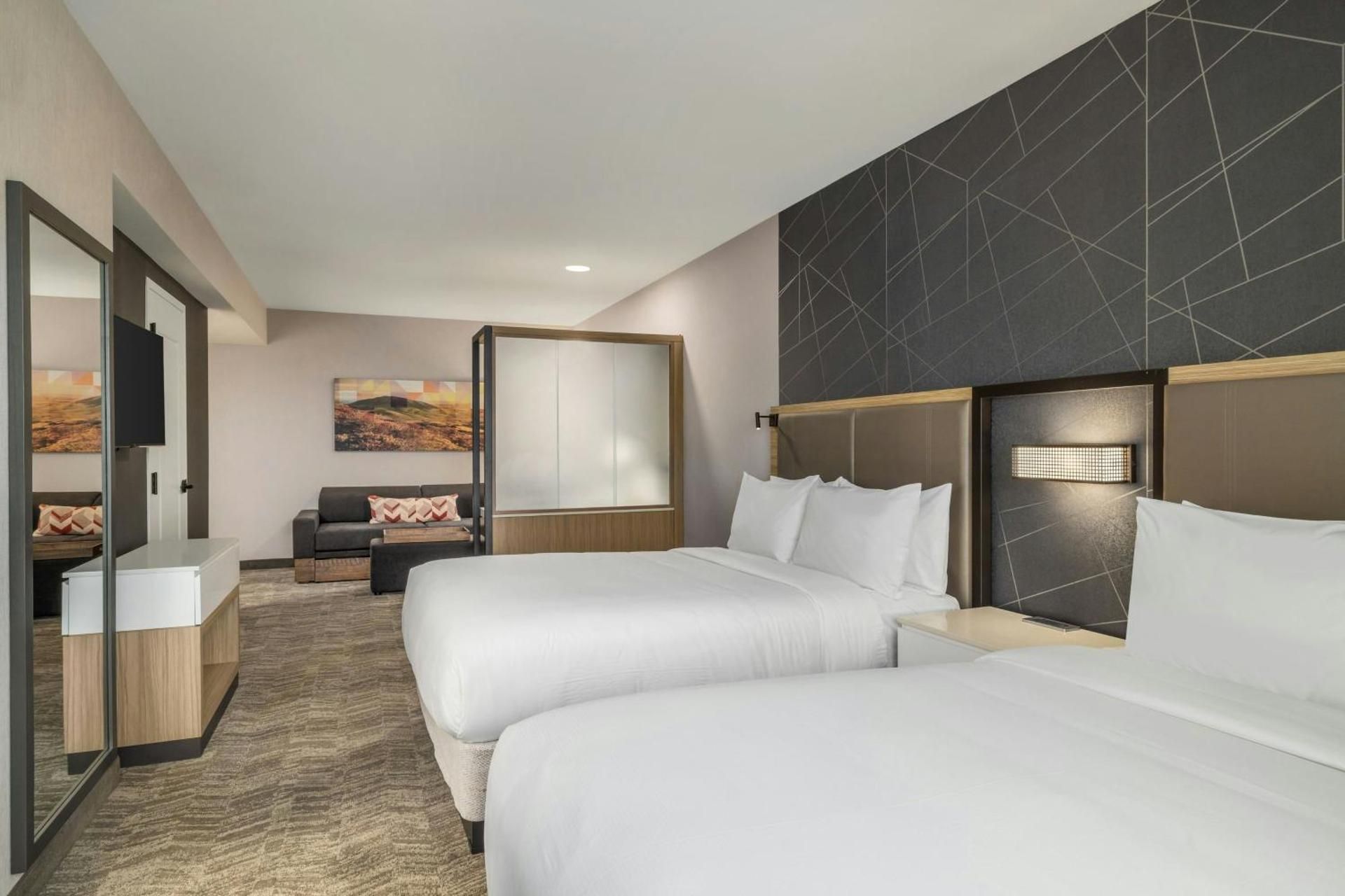 Studio Suite with Two Queen Beds, Sofa Bed and Adapted Tub - Mobility Accessible