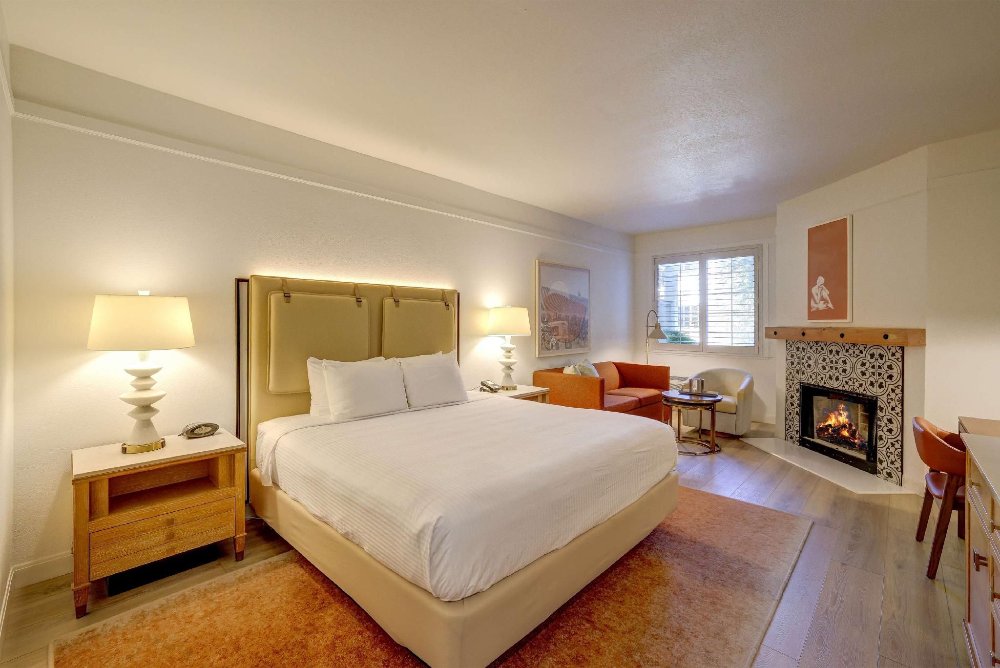 1 King Bed Corner With Fireplace