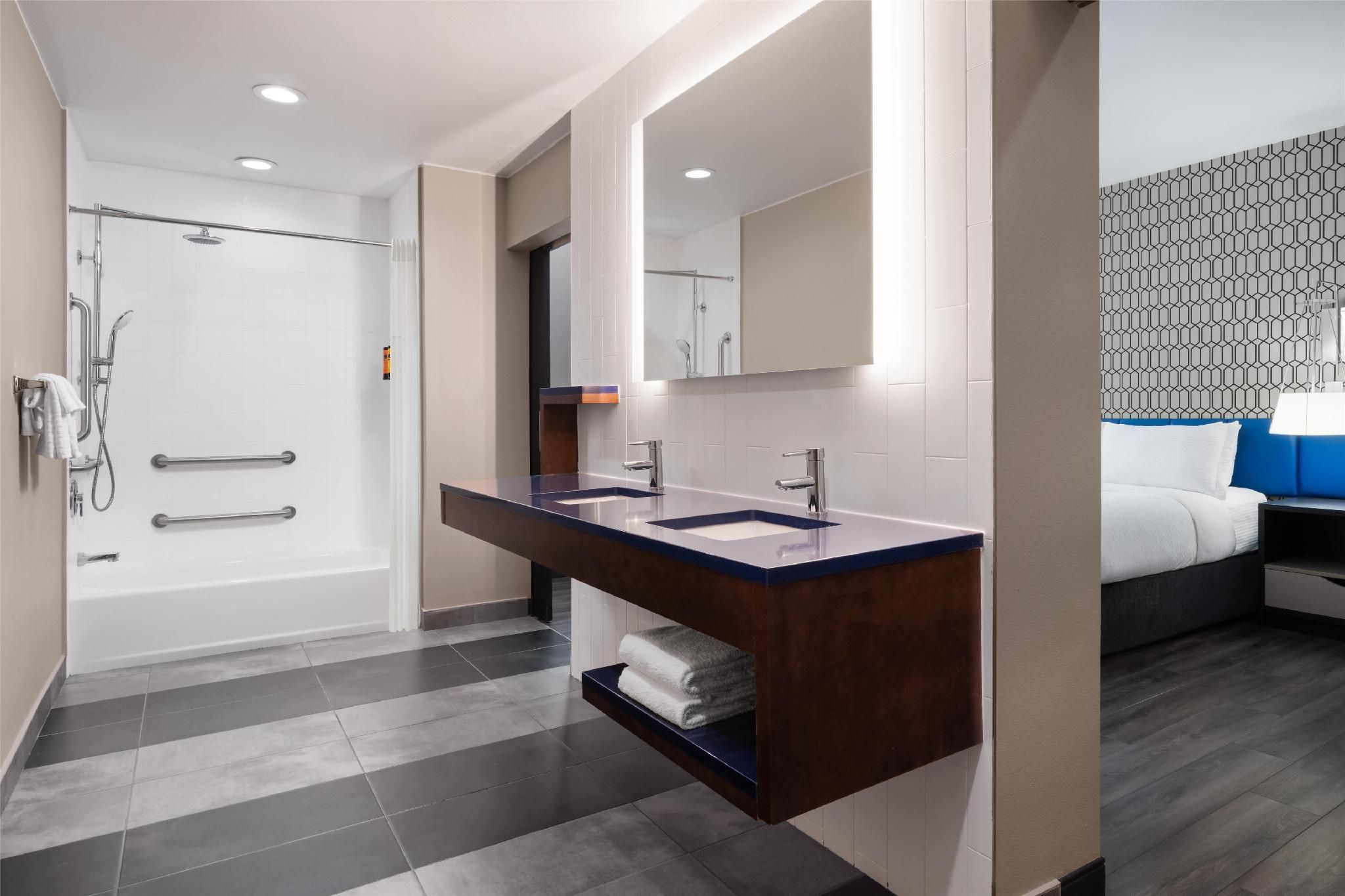 accessible - 1 king, mobility accessible, walk in shower, signature gel top mattress, microwave and