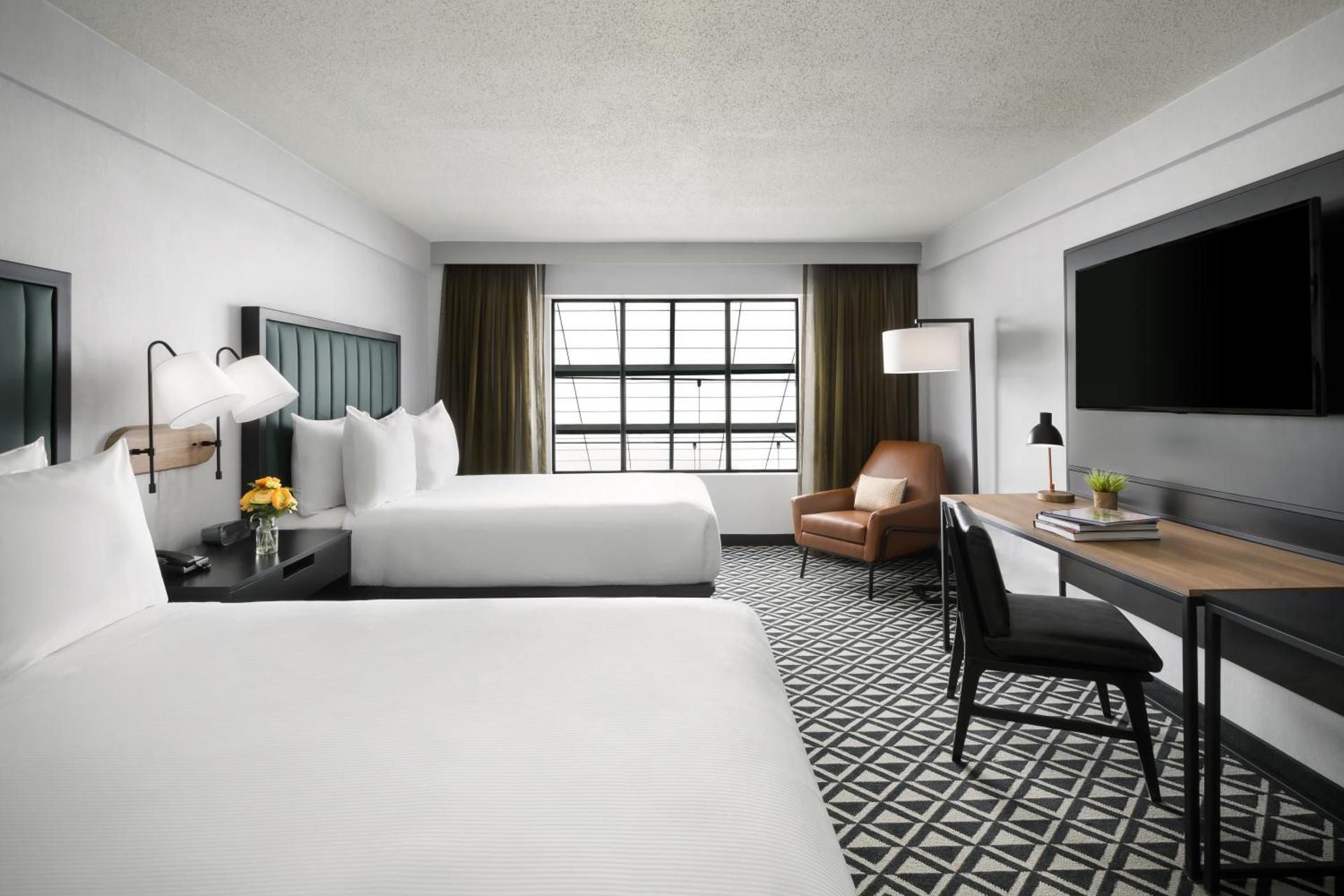 Arcadian Hotel Brookline Two Double Bed Interior Accessible Roll-In Shower