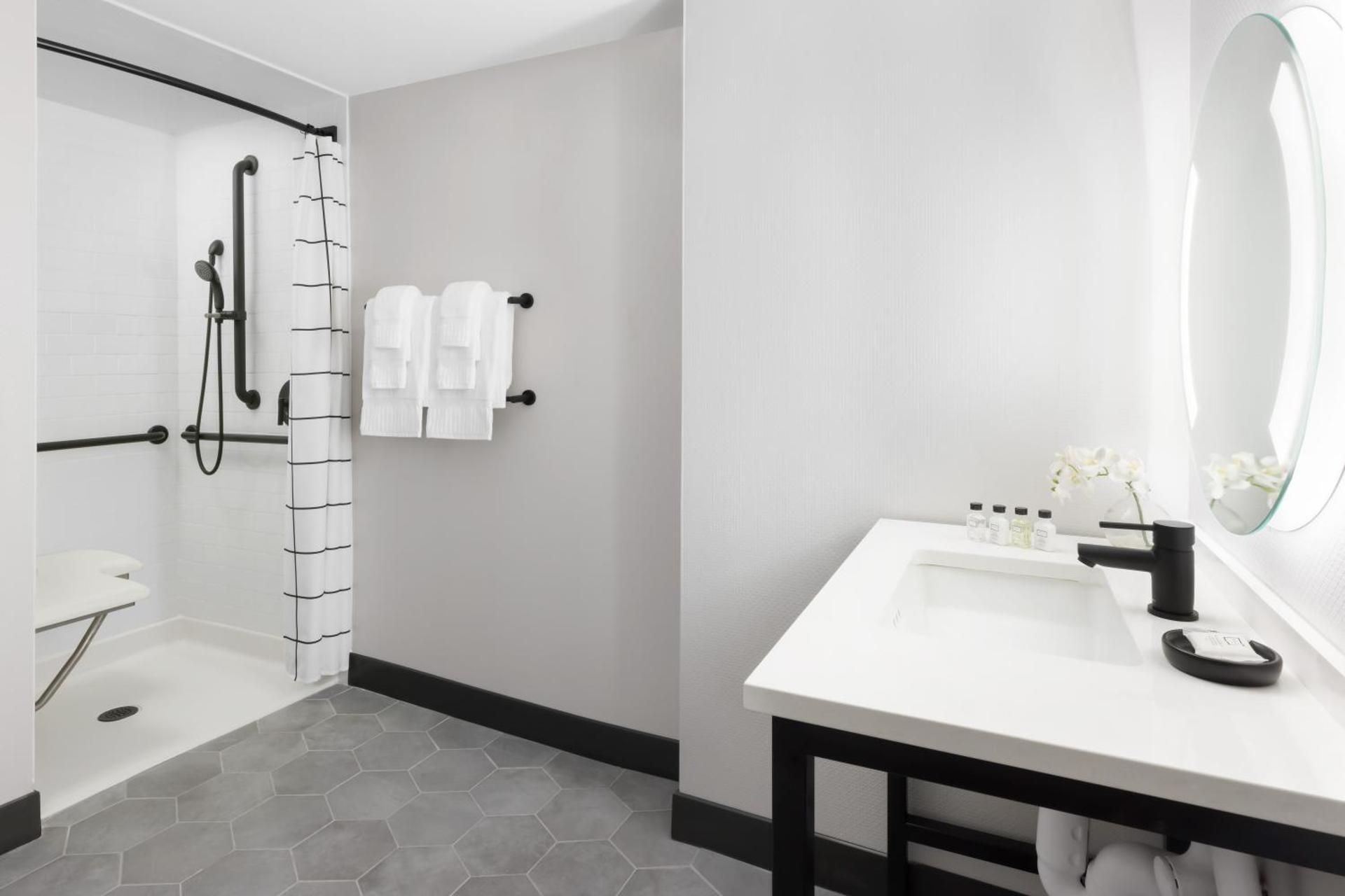 Arcadian Hotel Brookline Two Double Bed Interior Accessible Roll-In Shower 3