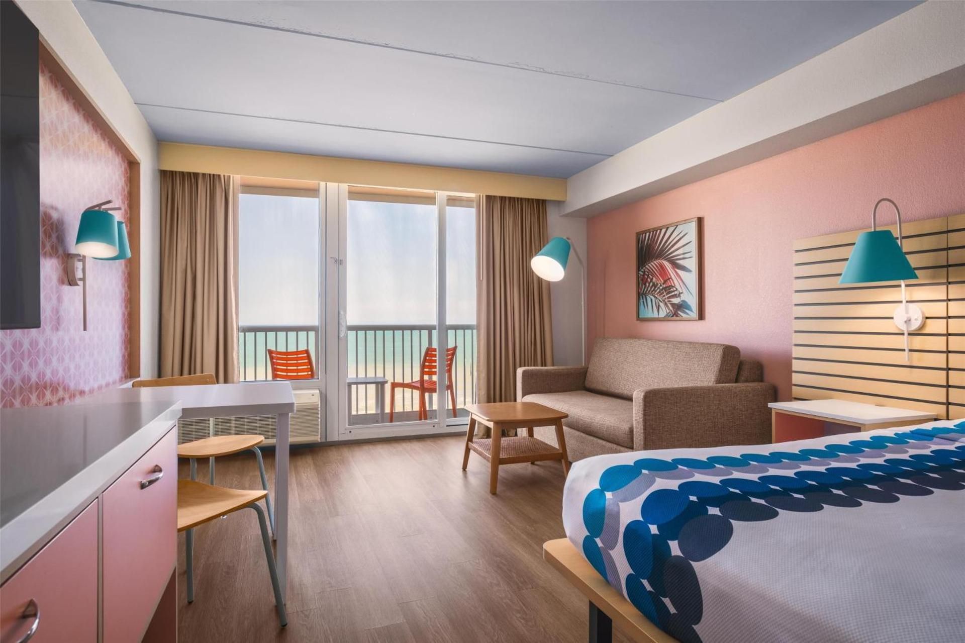 Family Room with One King Bed, One Queen Bed, Twin Bunk Beds and Oceanfront View