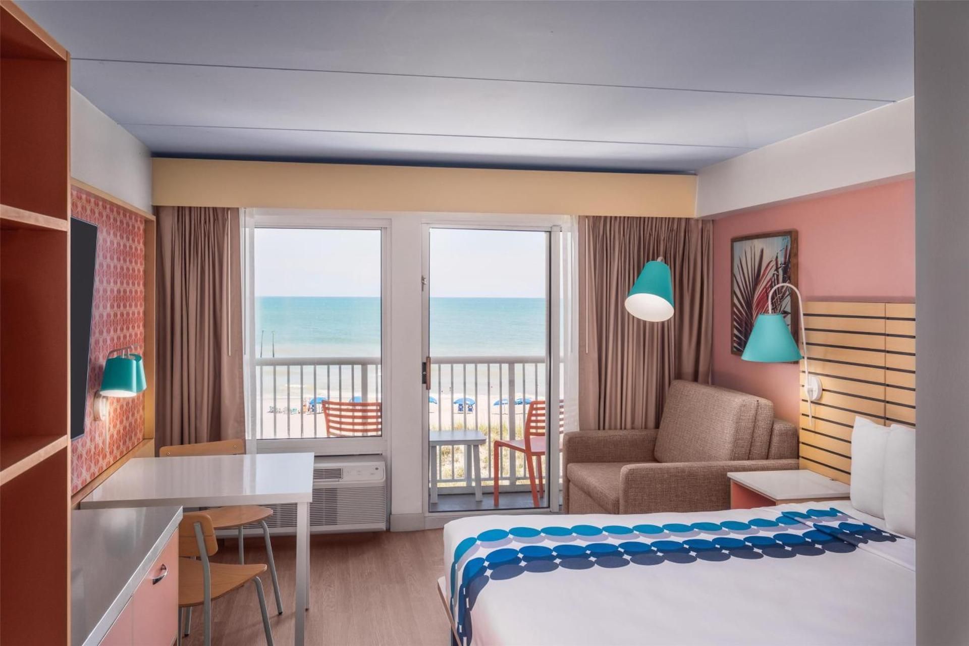 Family Room with One King Bed, One Queen Bed, Twin Bunk Beds and Oceanfront View