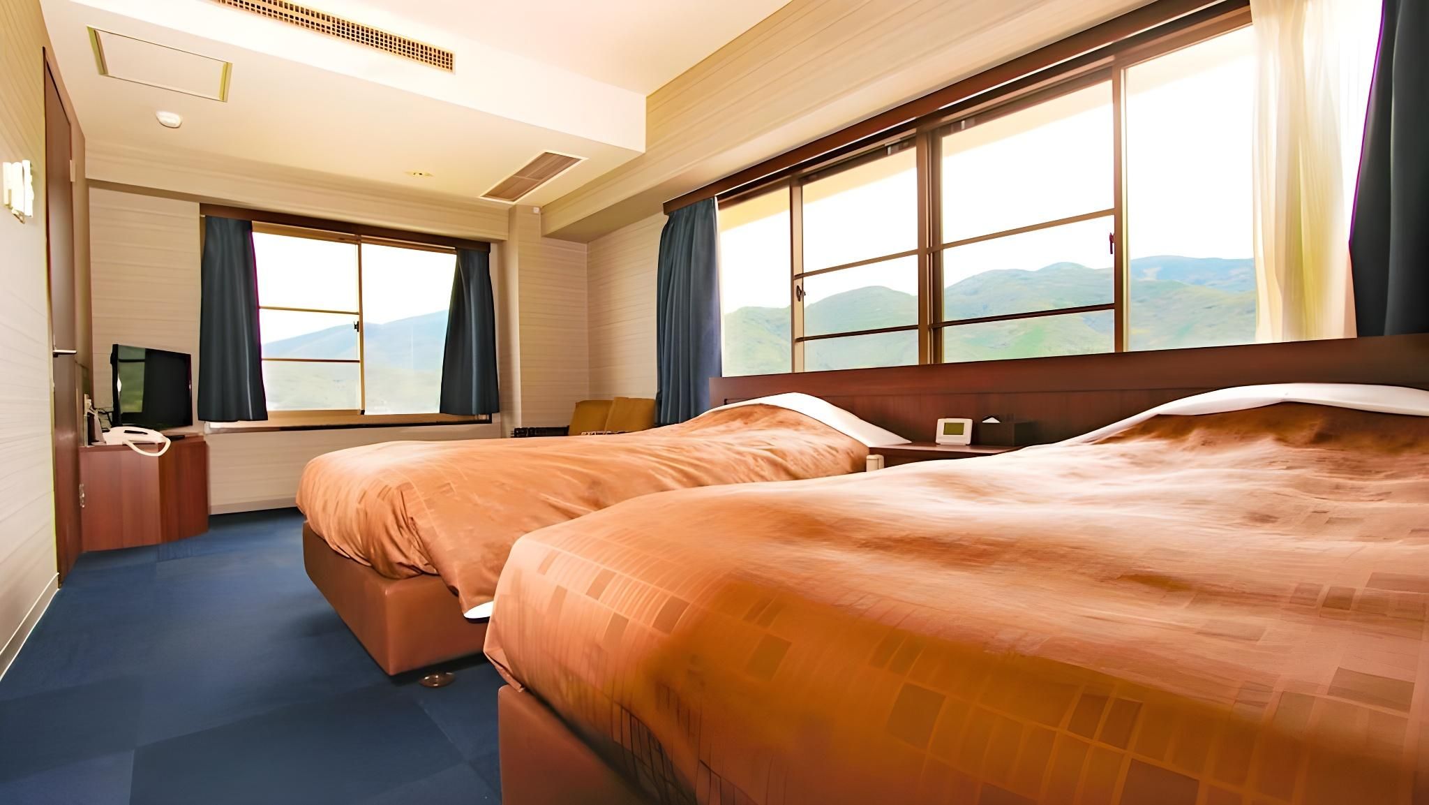 Mountain Side Standard Japanese-Western-Style Twin Room, Indoor Bath, Non-Smoking