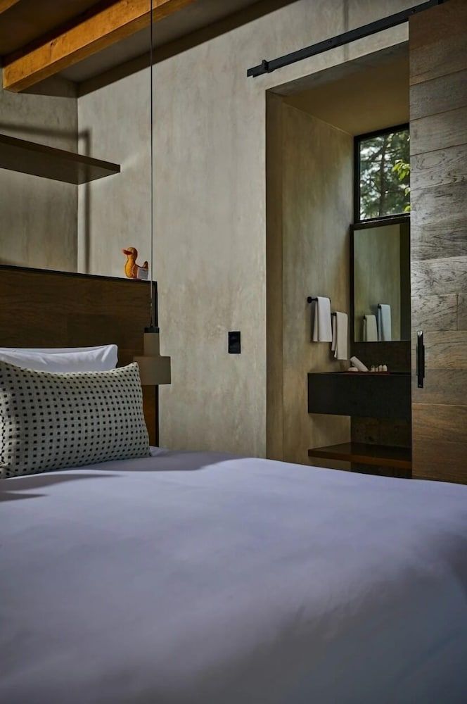 Fishers House Hotel Avándaro Hammock Suite with king bed and fireplace 7