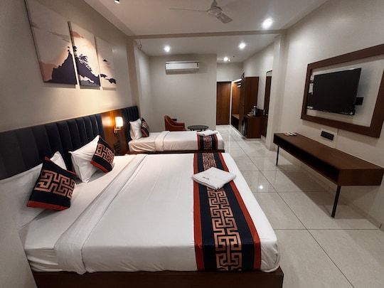 King Bed Room with Temple View