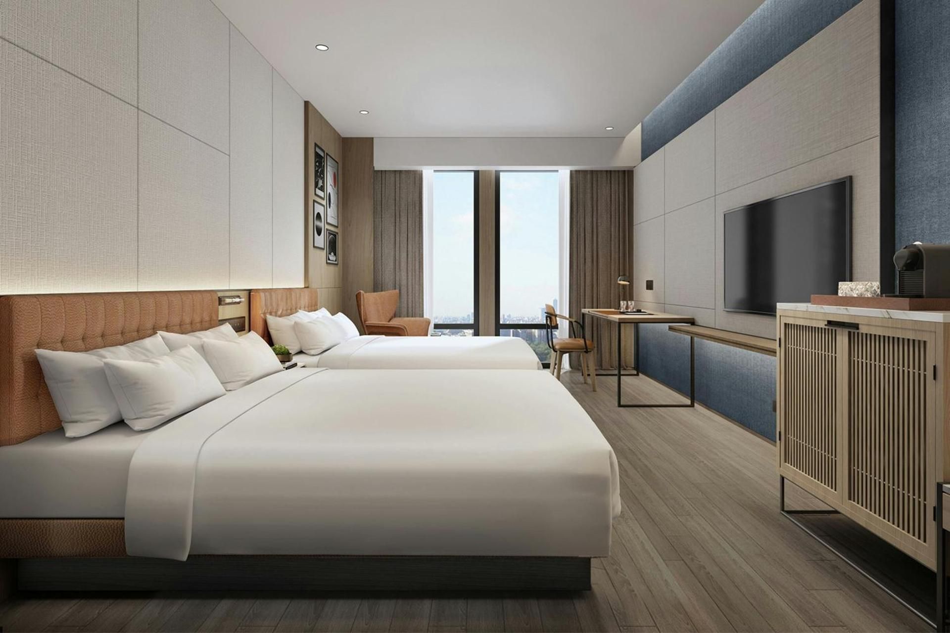 Double Room with Two Double Beds and Courtyard View
