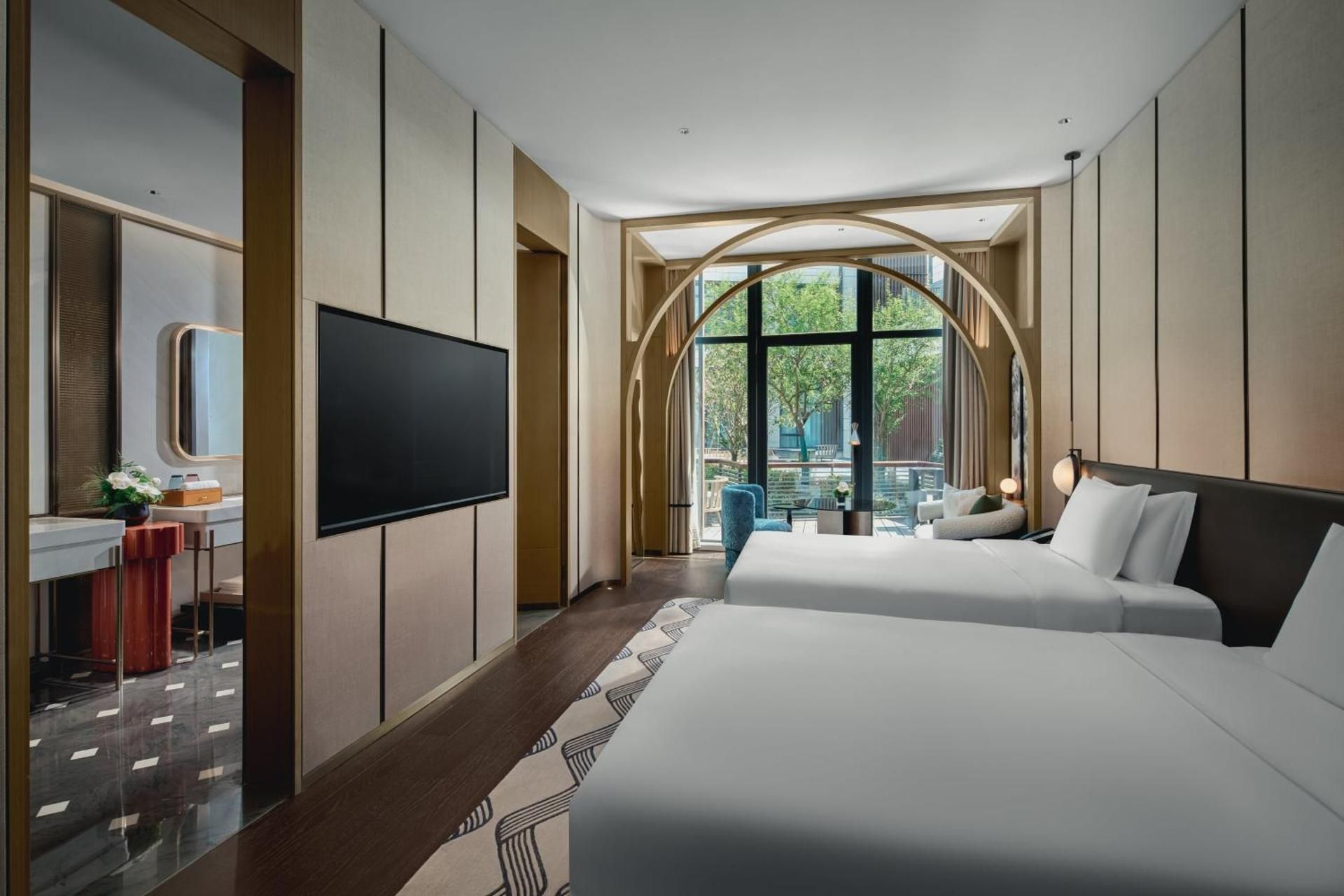 Premium Double Room with Two Double Beds and Garden View - Courtyard Access