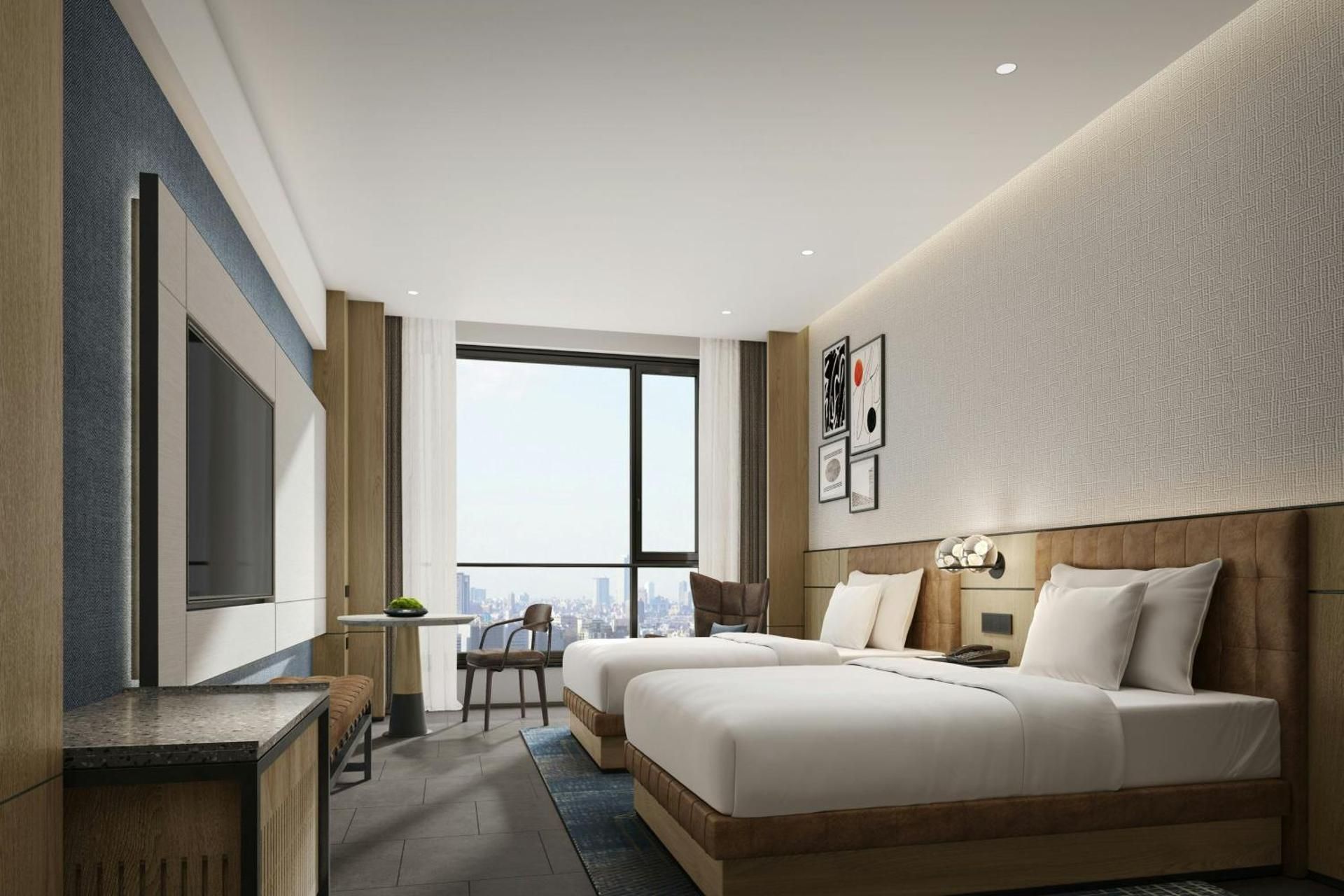 Superior Double Room with Two Double Beds and City View