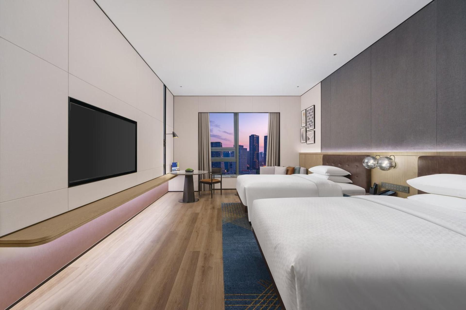 Double Room with Two Double Beds and City View