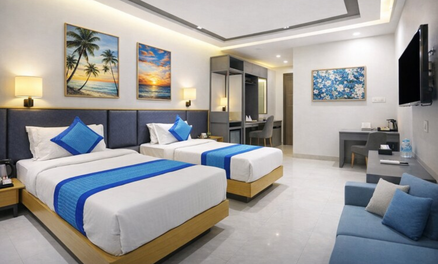 Twin Bed Room With Free Airport Drop
