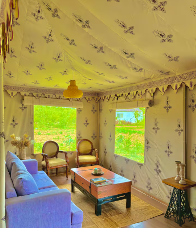 Maharani 2BHK Luxury Tent with Garden View and Private Outdoor Seating