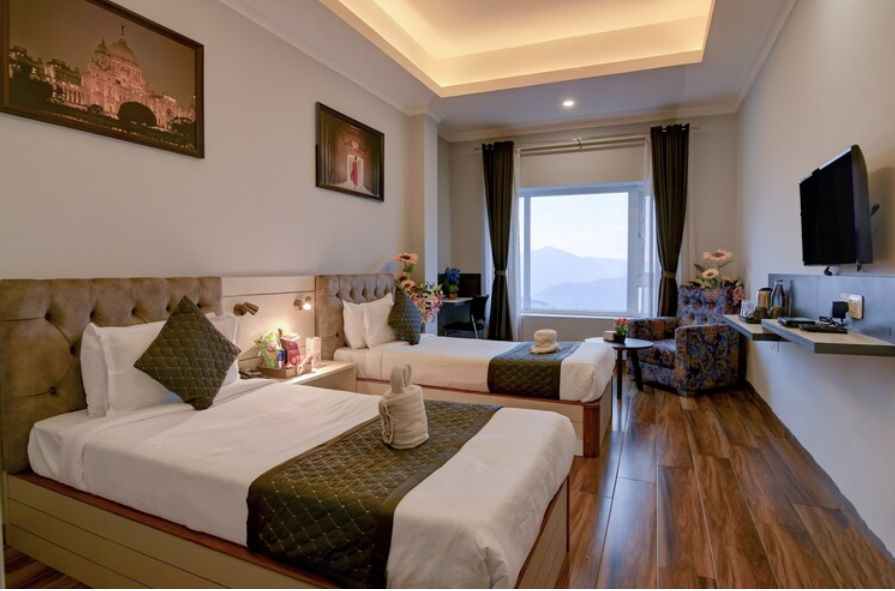 Twin Bed With Mountain View