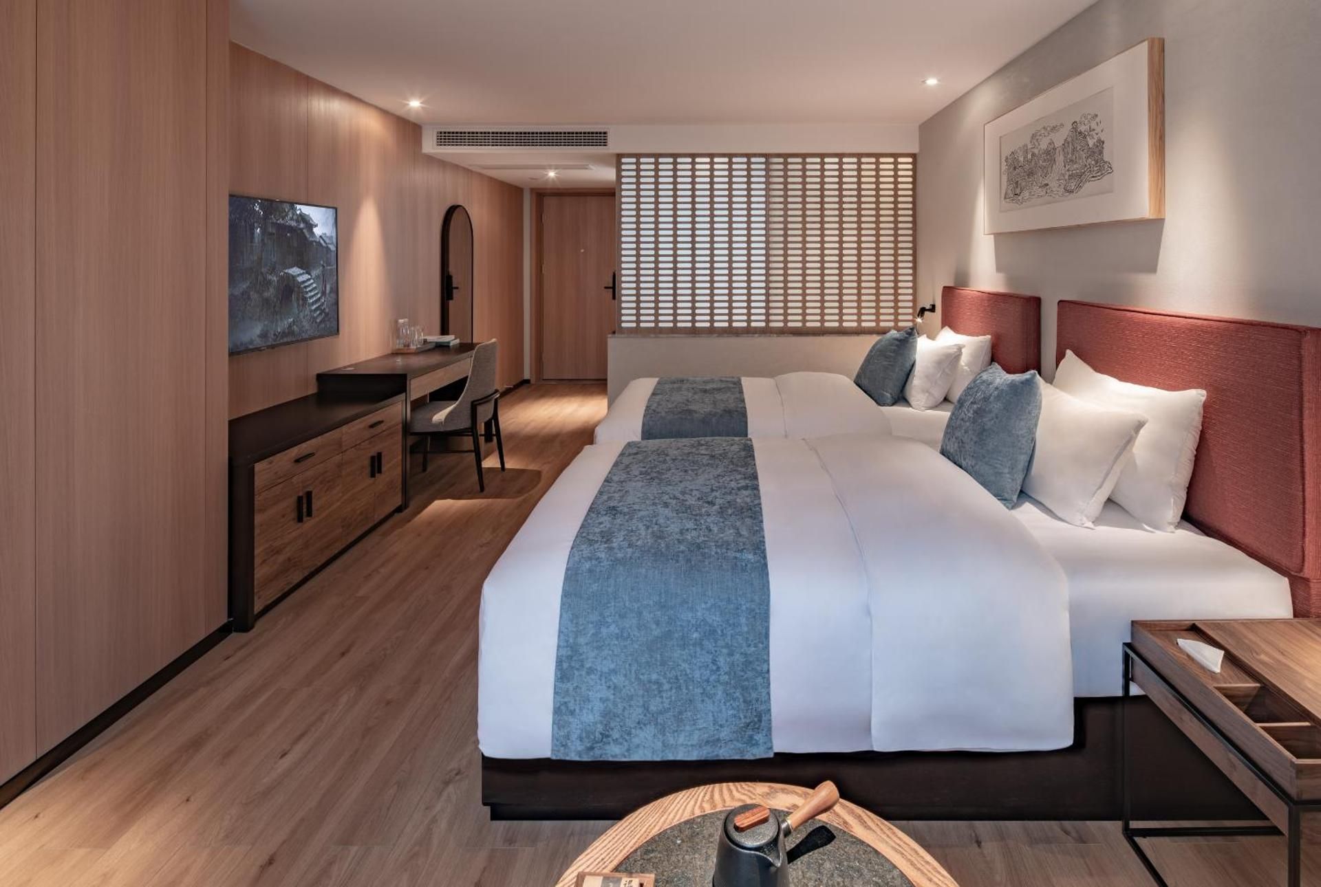 重庆文里苗品茶艺术酒店Chongqing Jiangbei Airport Creative Park Store Standard Double Or Twin Room With Garden View