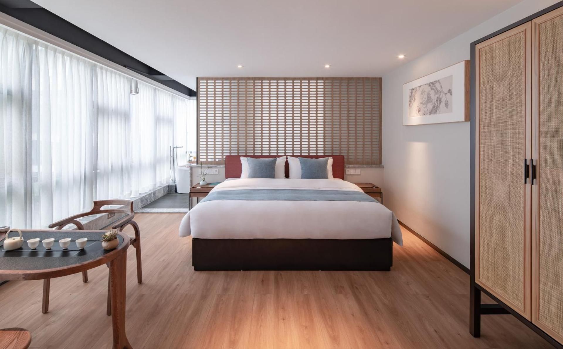 重庆文里苗品茶艺术酒店Chongqing Jiangbei Airport Creative Park Store Deluxe Double Room with Bath