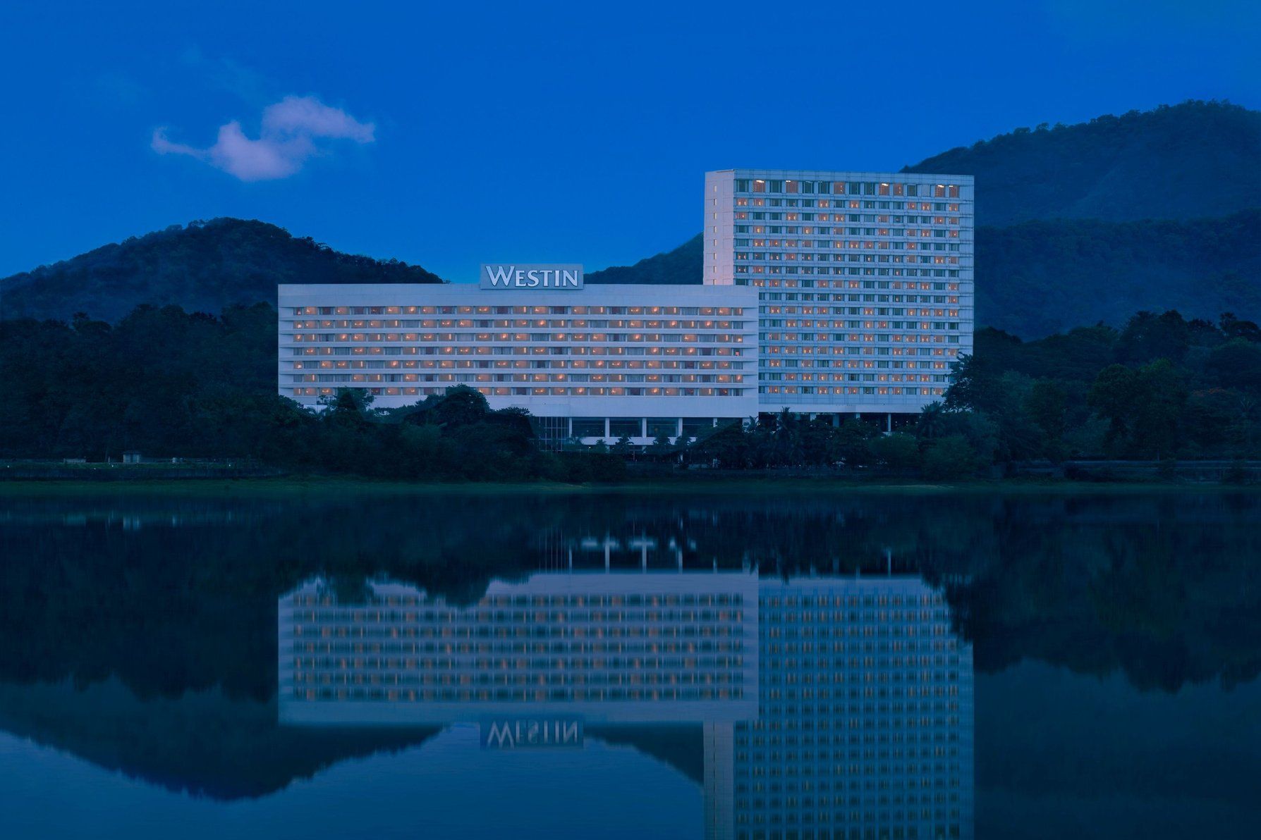 Hotel Facade View - Night Light