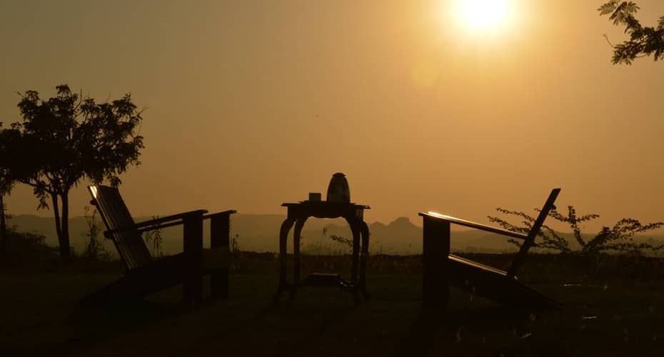 sitting area in the evening