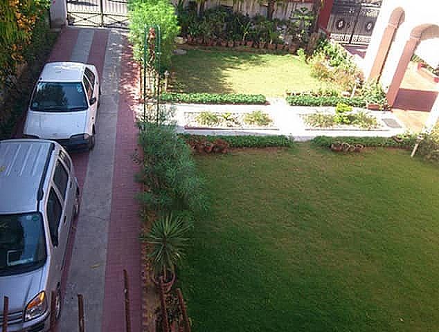 parking and garden