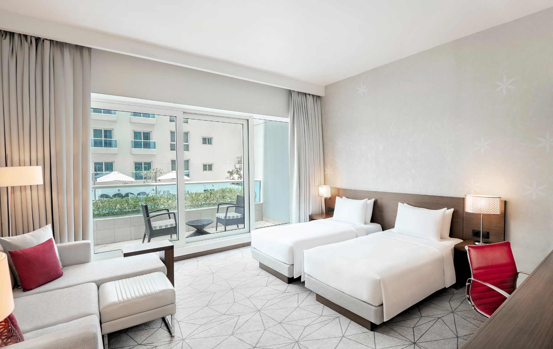 Two Twin Beds Pool View (with Sofa Bed)